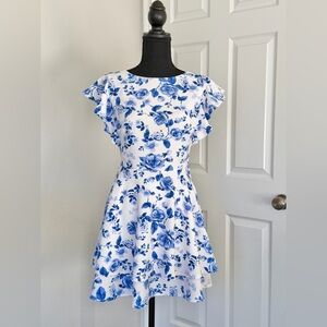 Midnight Doll Blue&White Floral Mini Dress